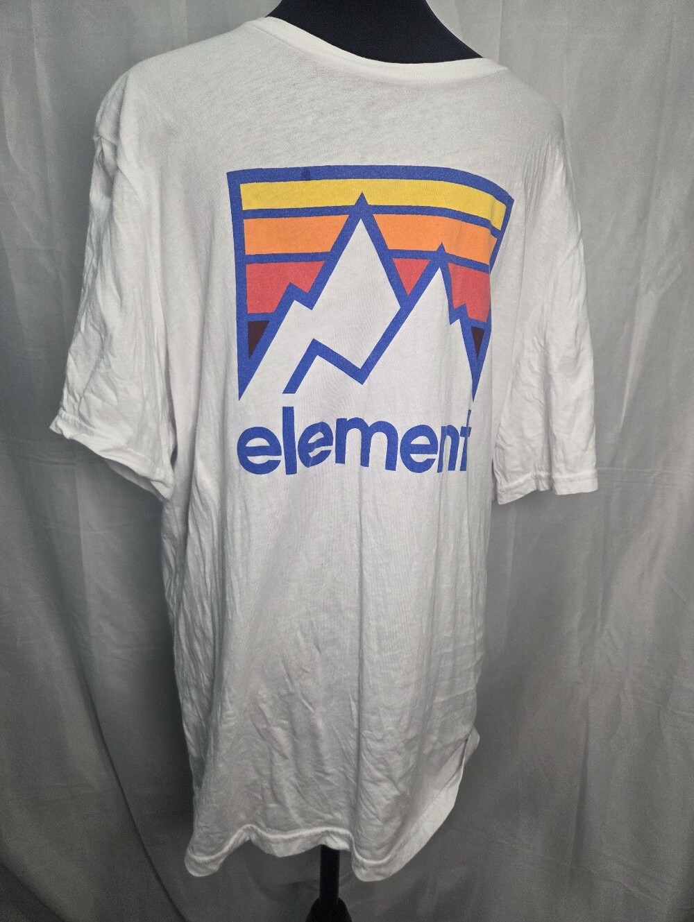 Element White Tee with Blue Logo and Sunset Stripes